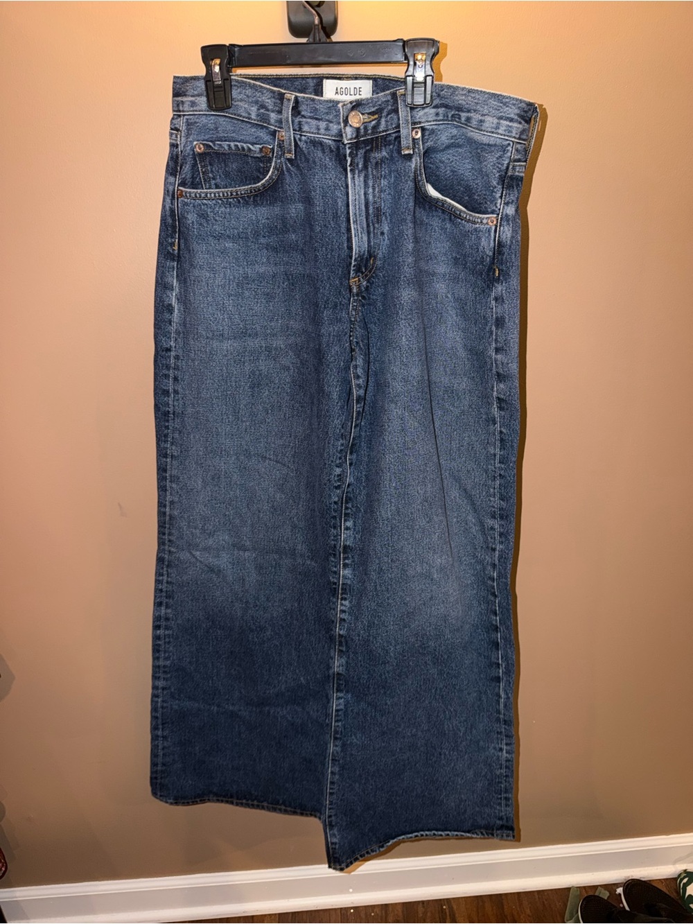 Agolde Blue High-Rise Wide Leg Flare Jeans